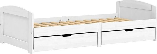 vidaXL Tagesbett IRUN aus massivem Kiefernholz mit 2 Schubladen, Weiß, B/T/H: 90 x 200 x 56 cm - Bild 1