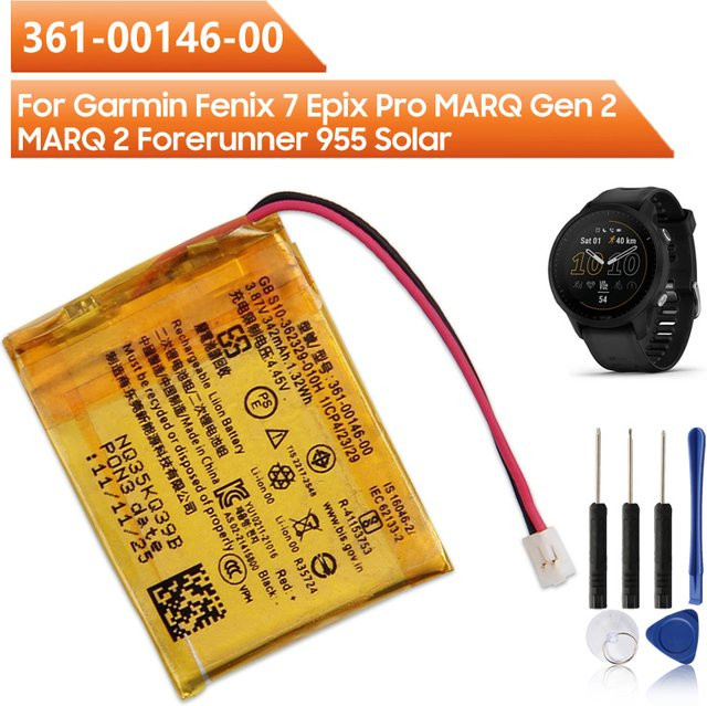 Garmin Ersatz-Uhrenbatterie 342mAh für Forerunner 955, 955 Solar, Fenix 7, Epix Pro, MARQ Gen 2 und MARQ 2 Smartwatches - Bild 1