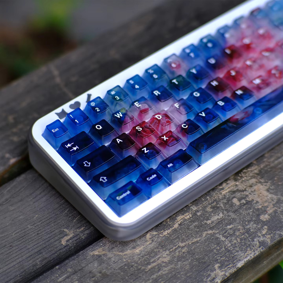 Venit Keys PC-Tastenkappen mit Rosenmotiv, 122 Tasten, matt-transparent, Cherry-Profil für mechanische MX Cherry-Tastaturen, Multicolor - Bild 4
