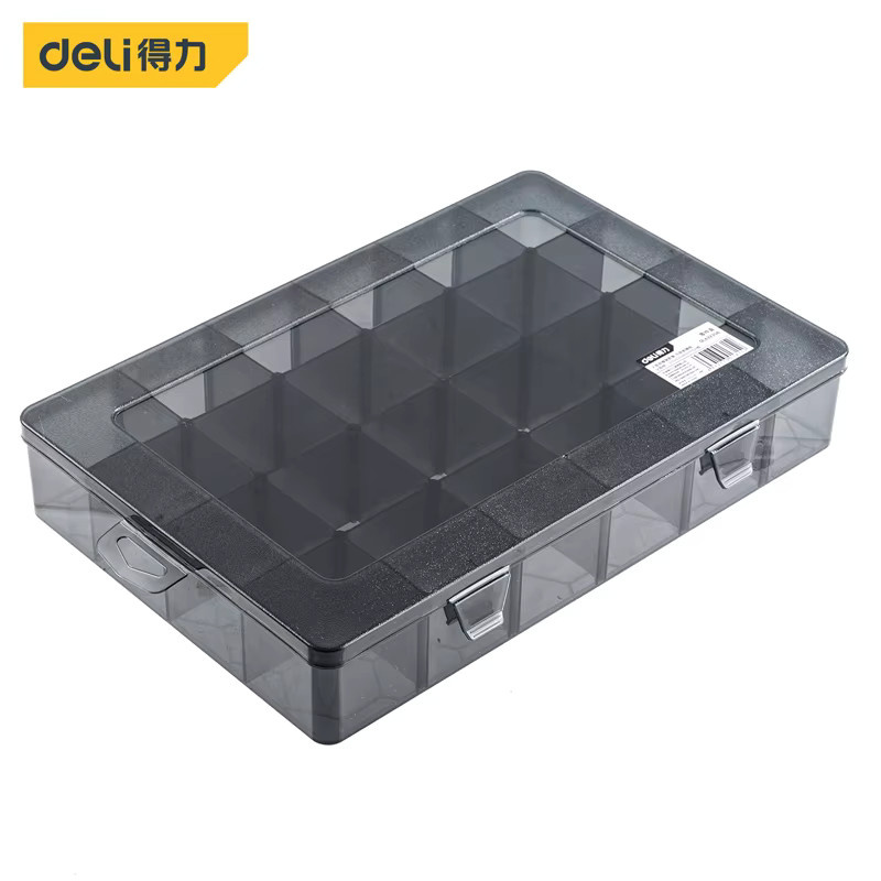 DELI Aufbewahrungsbox aus Kunststoff mit verstellbaren Schlitzen, transparenter Organizer für Werkzeug, Schrauben, Schmuck und Zubehör - Bild 4