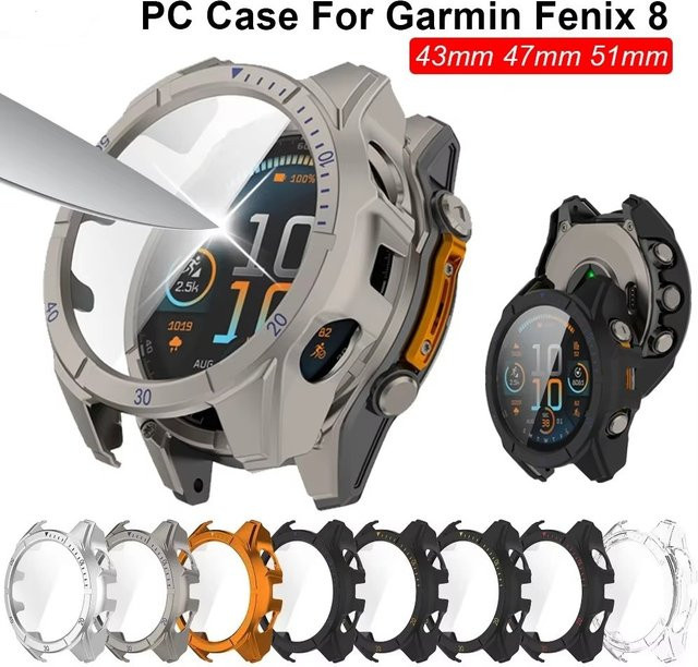 Schutzhülle und Displayschutzfolie für Garmin Fenix 8 in Schwarz oder Blau, kratzfest und stoßfest, passend für 43 mm, 47 mm und 51 mm Modelle - Bild 1
