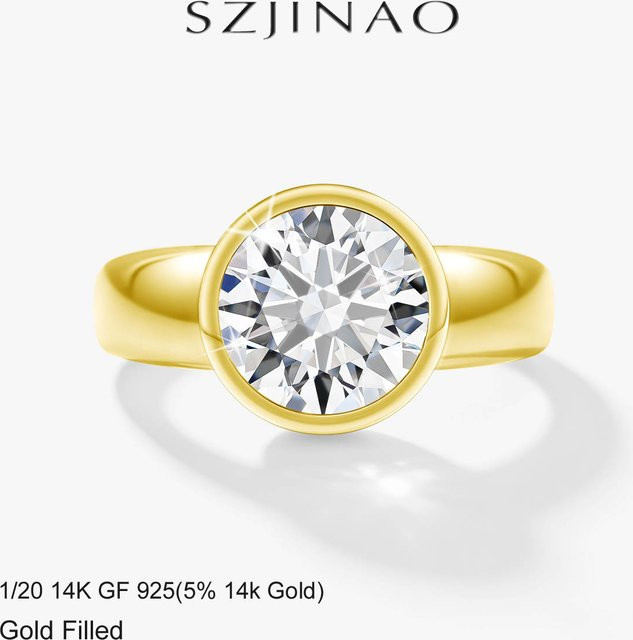 szjinao Moissanit-Ring, 5 Karat, 14K Gold Filled, Damen - Bild 1