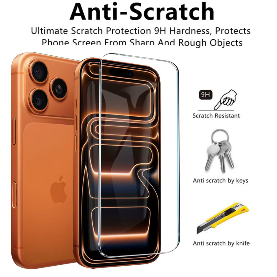 5 Stück HD Displayschutzfolie aus gehärtetem Glas für Apple iPhone 17 16 15 14 13 12 11 Pro Max XS XR Plus 17e Air transparent - Bild 2