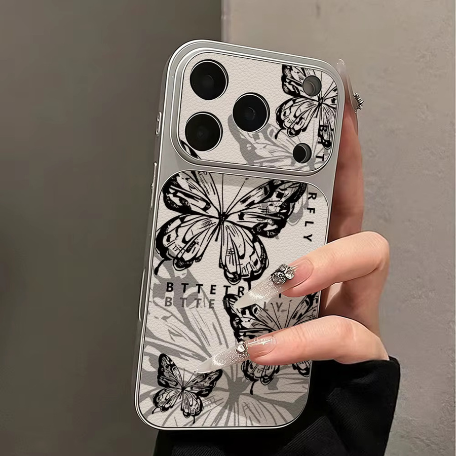 Stoßfeste Kunstfell-Handyhülle mit Schmetterlingsdruck für Apple iPhone 17 Air 16 15 14 13 12 11 Pro Max in Multicolour mit mattem Finish - Bild 4