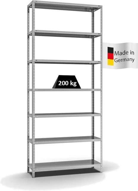 PROREGAL Fachbodenregal Medium-Duty verzinkt, Farbe Silber, H x B x T: 300 x 130 x 40 cm, 7 Ebenen, beidseitig nutzbar - Bild 1