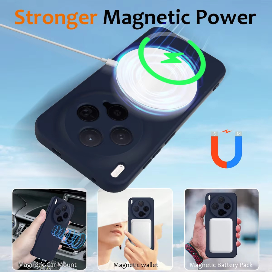 Magnetische Flüssigsilikonhülle für Vivo Smartphones in Rot oder Blau - Bild 2