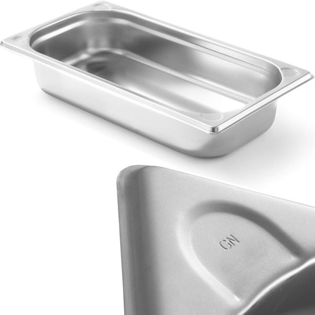 Hendi Kitchen Line GN 1/3 Stahlbehälter aus Edelstahl, Farbe: Silber, Höhe: 6,5 cm - Bild 1