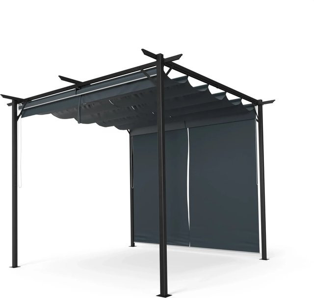 Blumfeldt Pantheon Robust Pergola Gartenpavillon aus pulverbeschichtetem Stahl mit seitlichen Rollläden in Anthrazit Dunkelgrau B/T: 300 x 300 cm - Bild 1