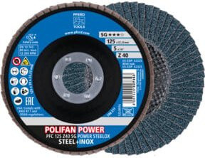 PFERD TOOLS POLIFAN POWER Fächerscheibe PFC konisch blau für Stahl und Edelstahl Durchmesser: 125 mm, Bohrung: 22,23 mm - Bild 1