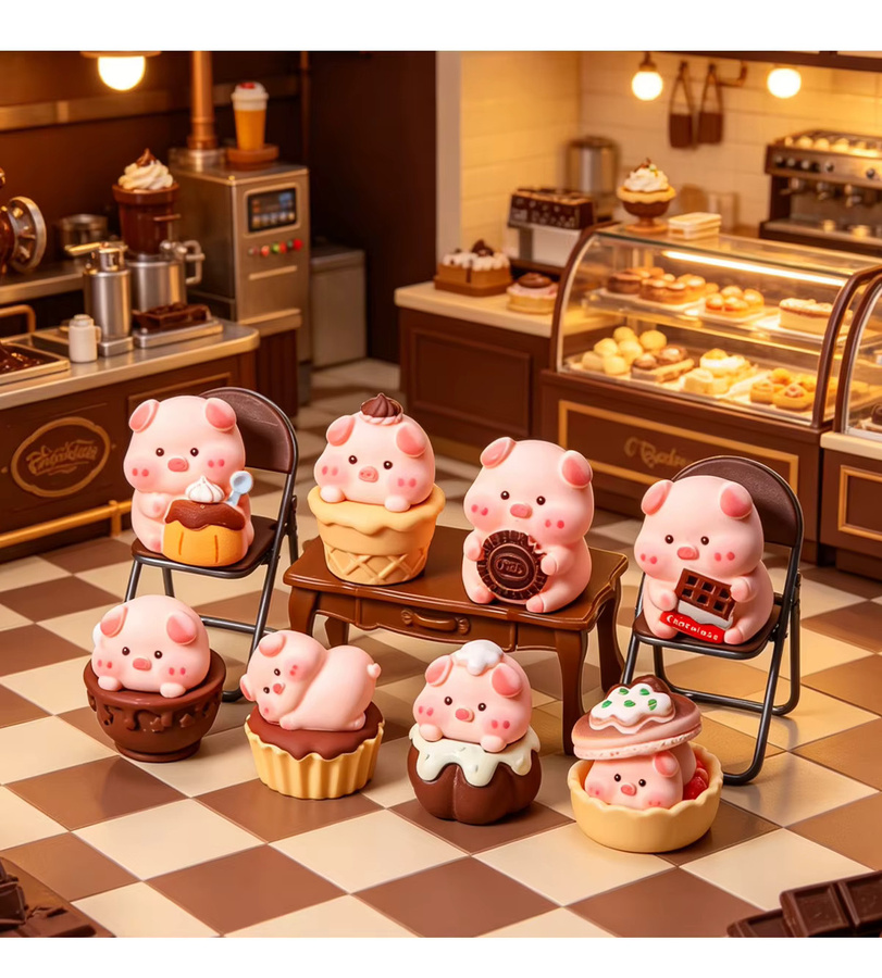 mobokono Schokoladen-Schweinchen-Figuren, Mini-Figurinen, 8-teiliges Set - Bild 3