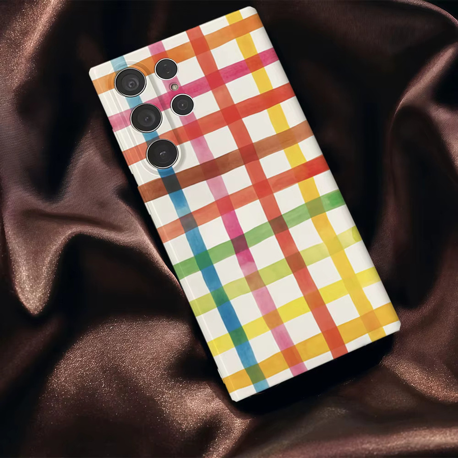Handyhülle mit Regenbogen-Gittermalerei für Samsung Galaxy S25 S24 S23 Ultra Plus A35 A33, glänzende HD-Hartschale, Multicolour - Bild 5
