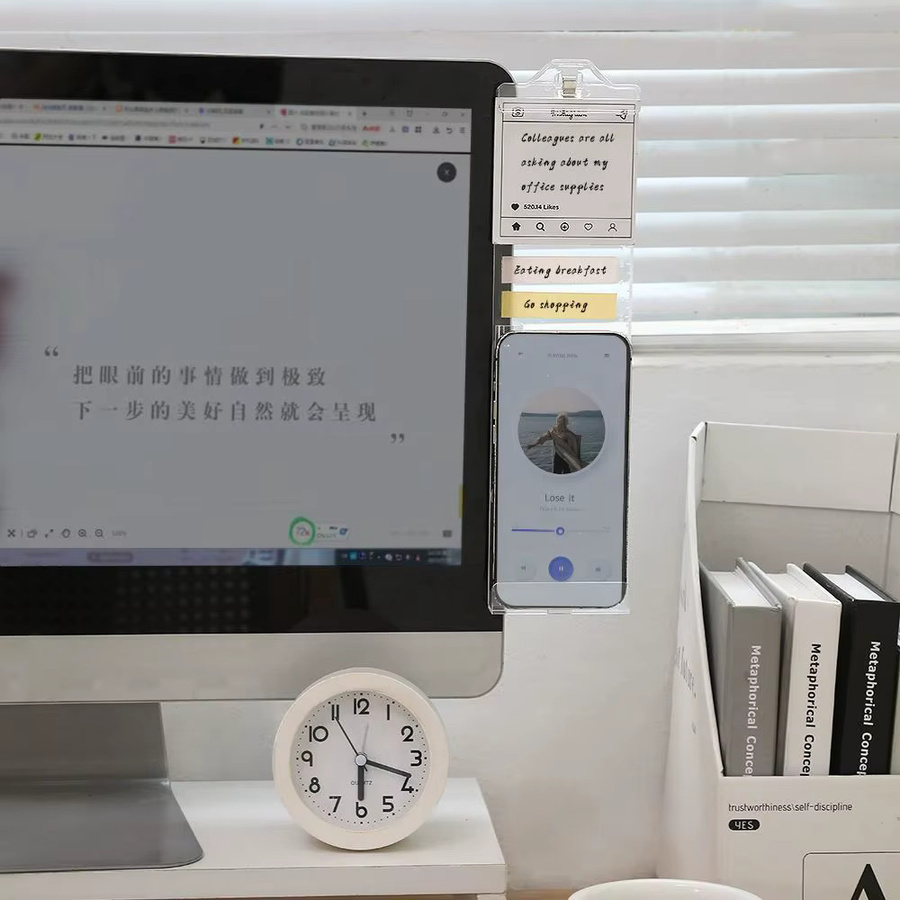 Multifunktionales transparentes Monitor-Memoboard aus Kunststoff mit Clip als praktische Notiztafel für deinen Computer-Display und Schreibtisch - Bild 3