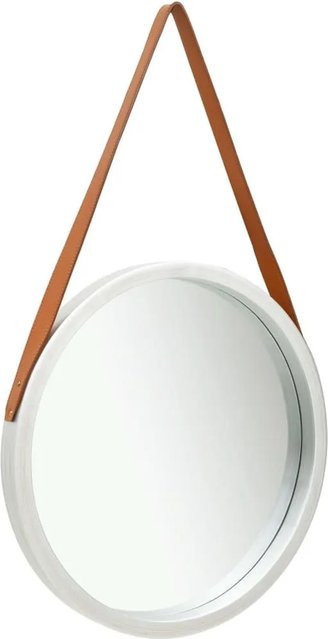 vidaXL Wandspiegel Rund im Vintage-Stil mit Gürtel, Silber, Durchmesser: 50 cm - Bild 1