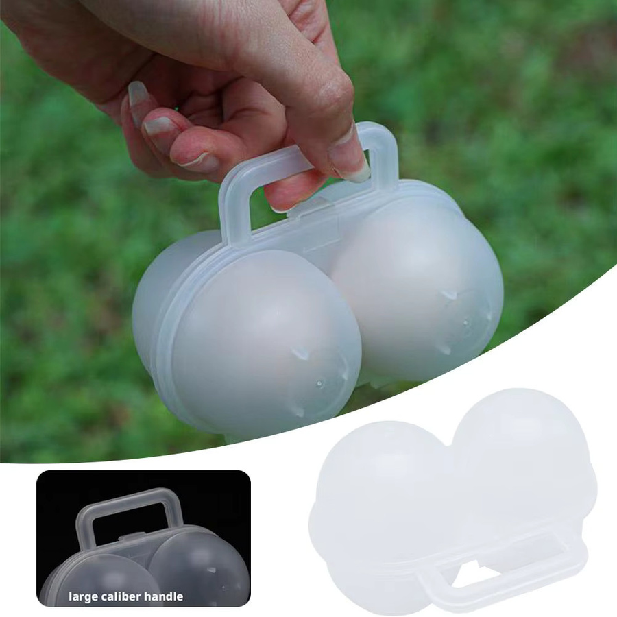 KITPIPI Tragbarer Eier-Organizer mit 2 Fächern aus Kunststoff, Transparent, für Picknick und Camping - Bild 2