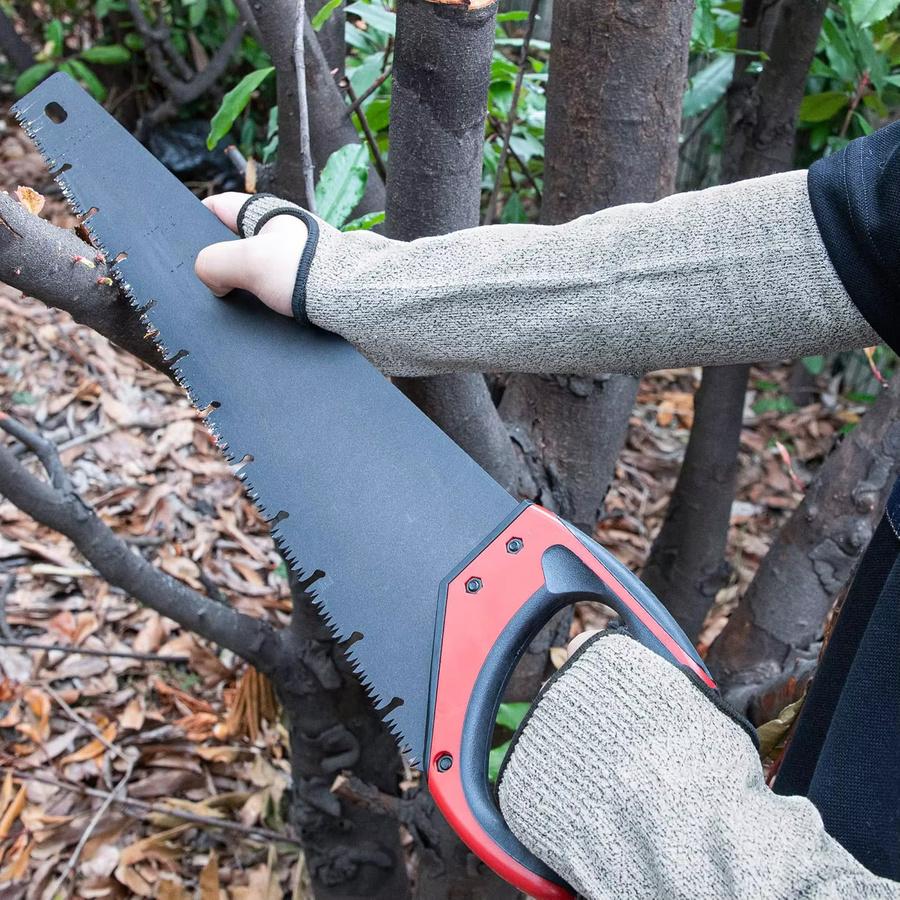Schnittfeste Gartenarbeitshandschuhe von LOLIRYZ in Grau für Damen und Herren mit Daumenloch und schützenden Armschonern, Schnittschutzklasse 5 - Bild 3