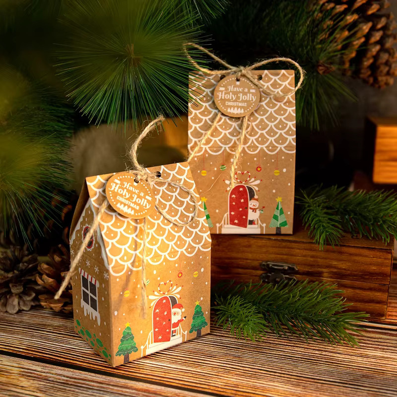24er Set iSRCRAFT Lebkuchenhaus Advent Kalender aus braunem Kraftpapier für DIY Weihnachtsgeschenke - Bild 2