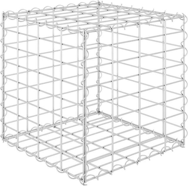Furnicato Würfel-Gabionen-Hochbeet aus Stahldraht in Silber, B/T/H: 40 x 40 x 40 cm - Bild 1