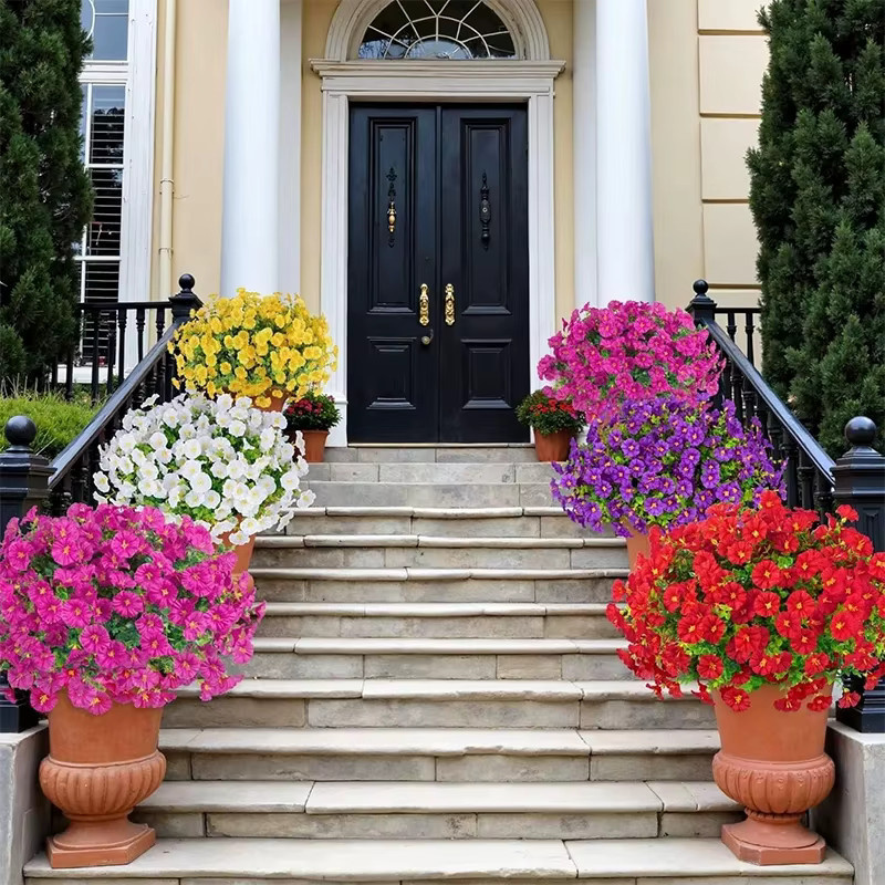 BloomEver künstliche Eukalyptus-Pflanzen aus Seide, UV-beständig, Gelb und Multicolor, für die Außendekoration im Garten oder Sommerhaus - Bild 3