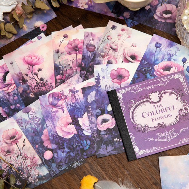 30 Stück buntes Blumenmuster Hintergrundpapier für Scrapbooking, Tagebuch und Junk Journal, Konstruktionspapier in Mehrfarbig - Bild 1