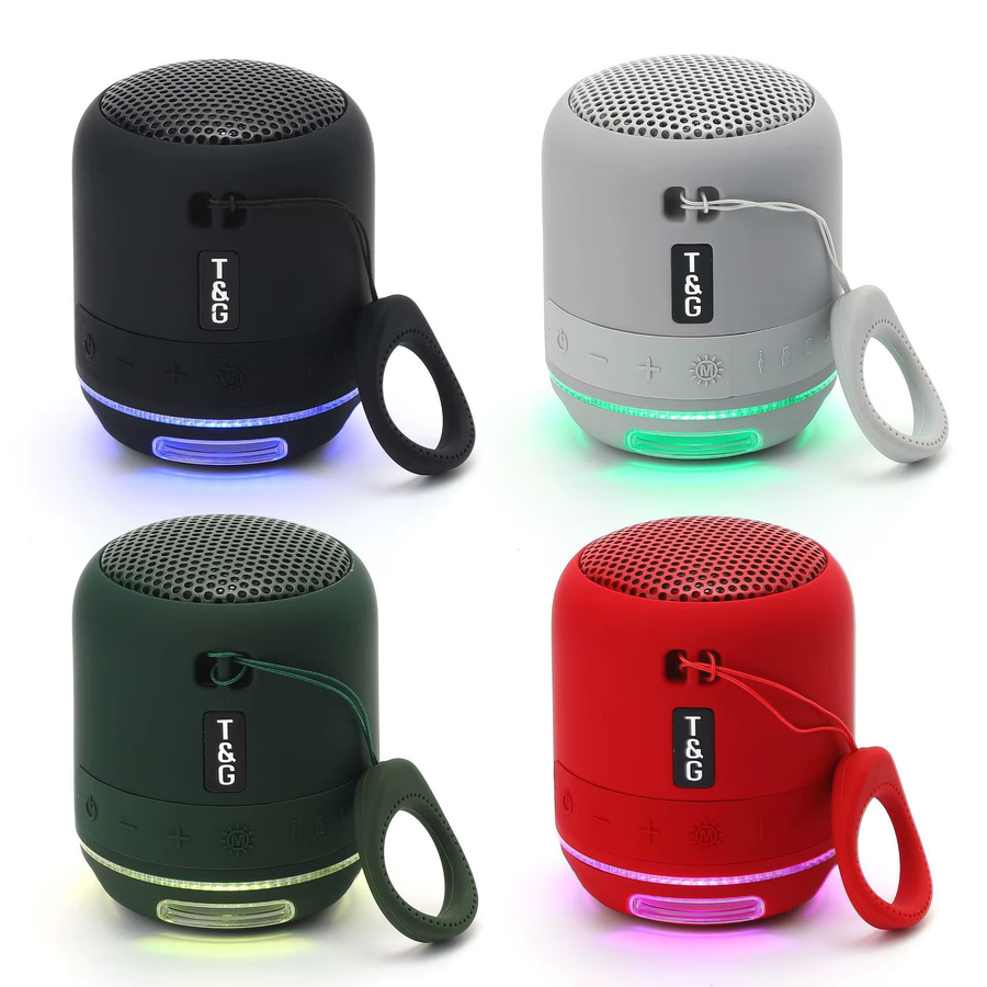 T&G Mini Bluetooth Lautsprecher TG294 mit LED Licht, Wireless Bass Box, FM Radio und TF Kartenslot in Rot - Bild 4
