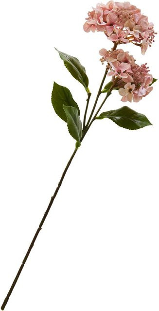 Künstliche Hortensie in Pink mit zwei Blüten aus Polyester und Draht - Bild 1