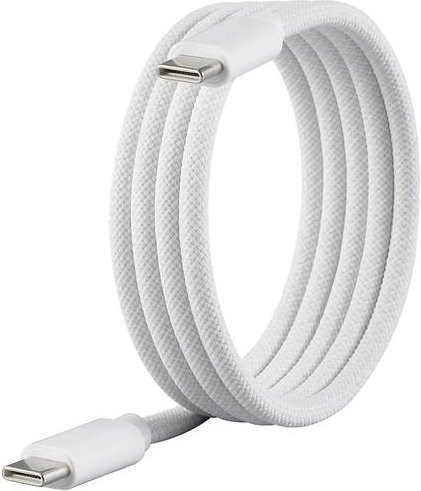 Renkforce USB-C auf USB-C Kabel USB 2.0 in Weiß mit magnetischer Aufwicklung und Stoff-Ummantelung, Länge: 1,00 m - Bild 1