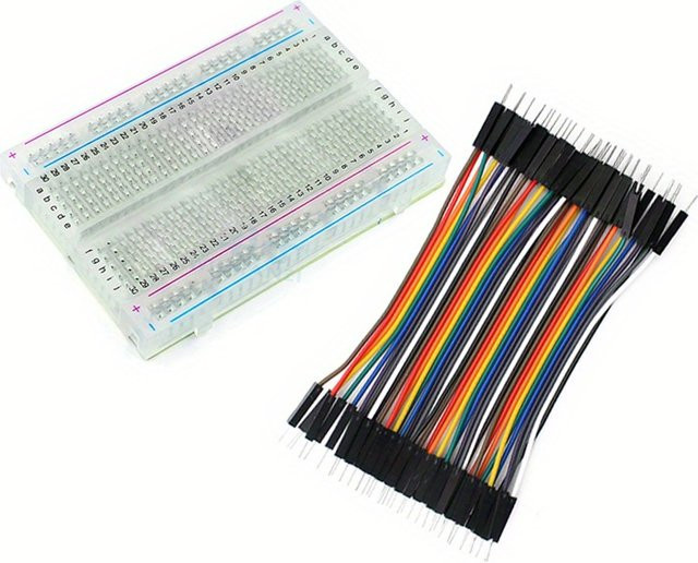 Transparentes Mini-Steckbrett-Set mit 400 Punkten und DuPont-Überbrückungsdrähten für lötfreies Prototyping, 10 cm Stecker auf Stecker - Bild 1