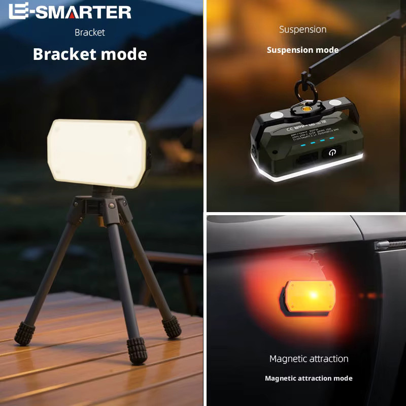 ESMARTER Tragbare Outdoor-Camping-Laterne mit Magnet, wiederaufladbare COB LED Arbeitsleuchte in Weiß - Bild 6