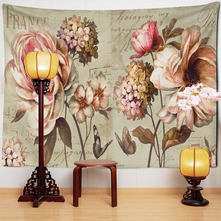 Handbemalter Lotus Wandteppich Super Six Boho Wandbehang in Braun und Multicolour, Breite: 95 cm, Höhe: 70 cm