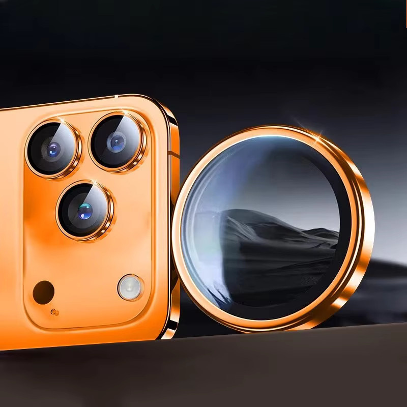 9H Metall Kamera Objektiv Schutz Abdeckung für Apple iPhone 17 Pro Max Air in Orange, HD Kratzfestes Objektivglas zur Vollabdeckung - Bild 5
