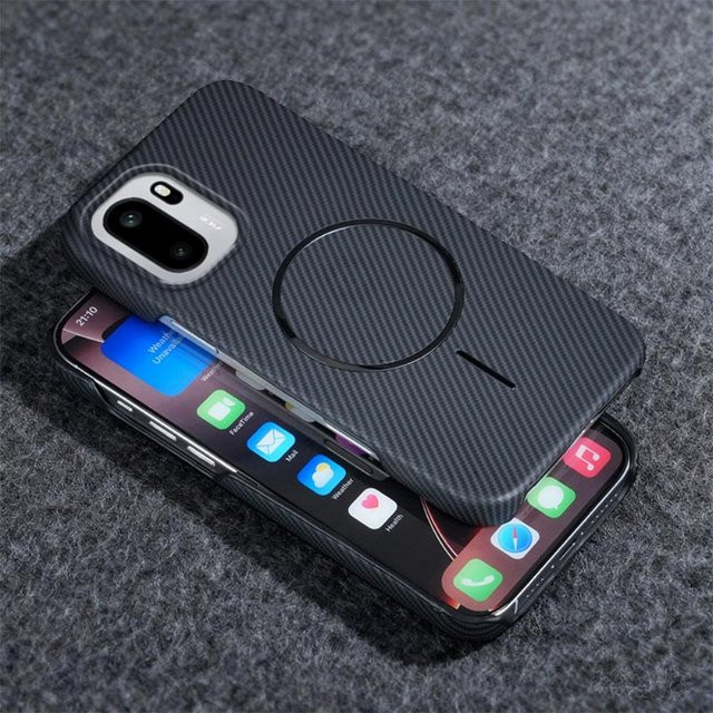 Magnetische Handyhülle mit Kohlefaser-PC und Kevlar-Textur für OnePlus 15, 13 Ace, 6T, 5, 3 Nord CE, 5 Pro in Schwarz - Bild 1