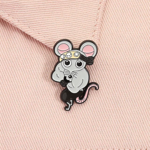 Brosche Emaille, Cartoon-Muskel-Maus, Legierung - Bild 1