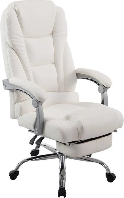 DELUKE Bürostuhl MIAMI Ergonomischer Stuhl aus Kunstleder in Weiß mit Chromoptik Gestell, B/T/H: 118 x 68 x 64 cm - Bild 1