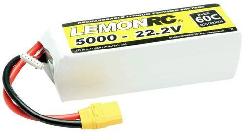 LemonRC LiPo Modellbau-Akkupack 22.2V 5000 mAh 6S 60C Softcase mit XT90 Anschluss in Weiß - Bild 1
