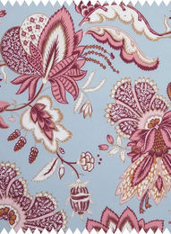 Quenin Fabric Eglantine Stoff mit floralem Vintage-Design in Blau - Bild 1