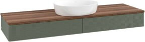 V&B Waschtischunterschrank Antao mit Frontstruktur in Grau Grün, Wandhängend, Breite: 160 cm, Tiefe: 50 cm - Bild 1