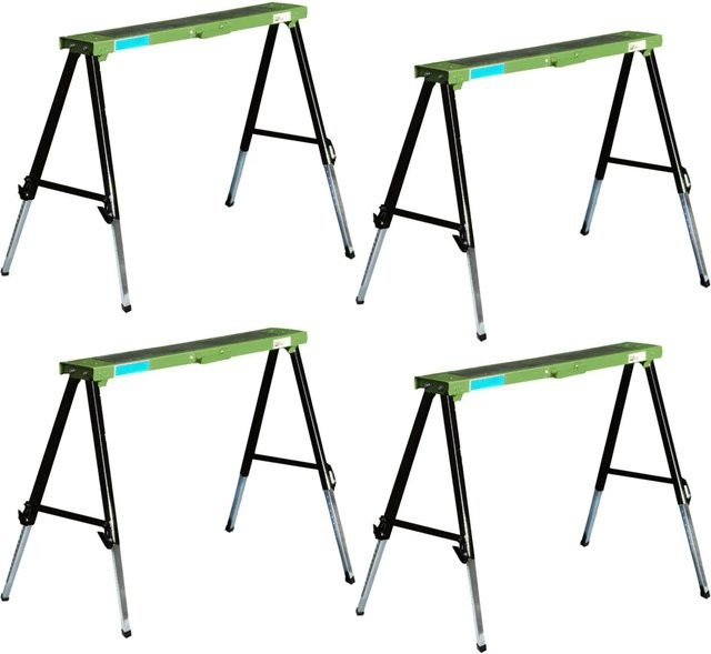 TRUTZHOLM 4er Set klappbare Arbeitsböcke aus Stahl in Grün-Schwarz, höhenverstellbar bis 91 cm - Bild 1