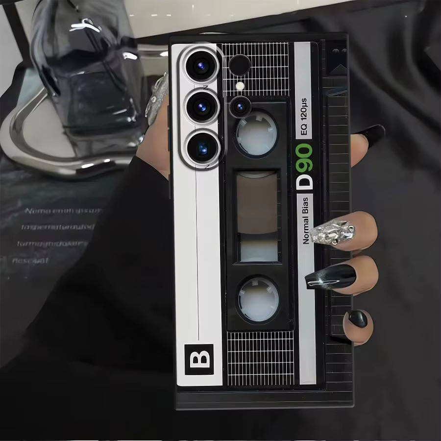 Schwarze weiche Handyhülle im Retro-Design für Samsung Galaxy S20, S25 Edge, S23 Ultra, S24 Plus und S21 FE - Bild 5