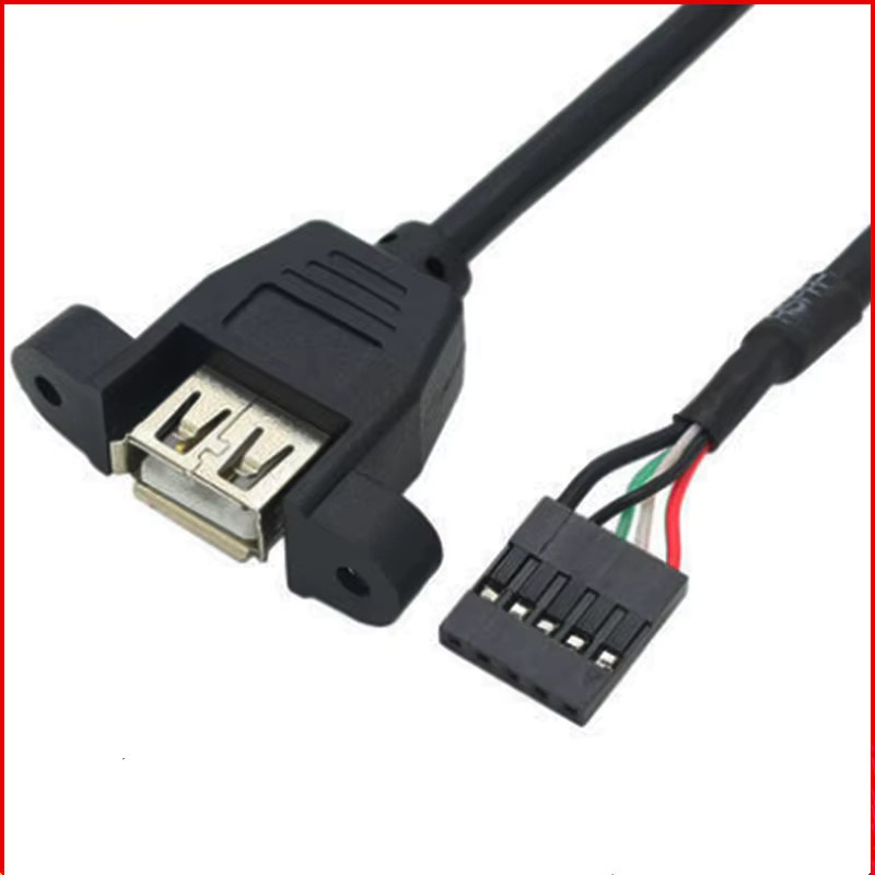 ZSDZFYLLK USB Typ A Buchse auf Dupont 5Pin 2,54mm Adapter Kabel mit Panel Mount Löchern, Schwarz, Länge: 30 cm - Bild 2
