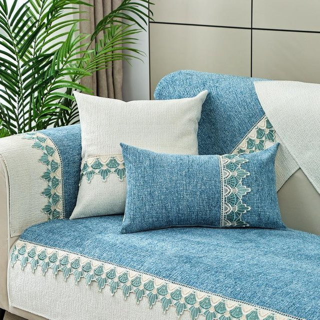 Super Six Chenille Sofakissenbezug mit besticktem Buchstaben im Colorblock-Design, Modern und Rutschfest, B/H: 70 x 70 cm - Bild 1