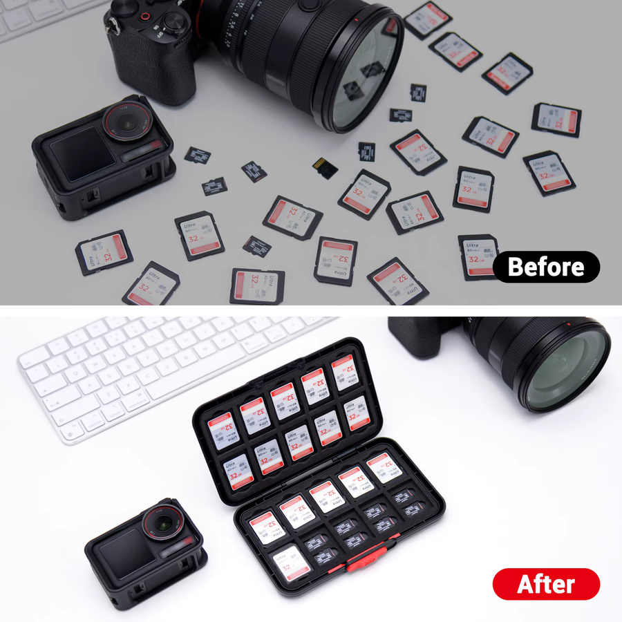 KIWIFOTOS Speicherkartenetui im Pop-Up-Stil in Schwarz mit 60 Steckplätzen für 20 SD/SDHC/SDXC und 40 Micro SDXC/SDHC/TF Karten - Bild 5