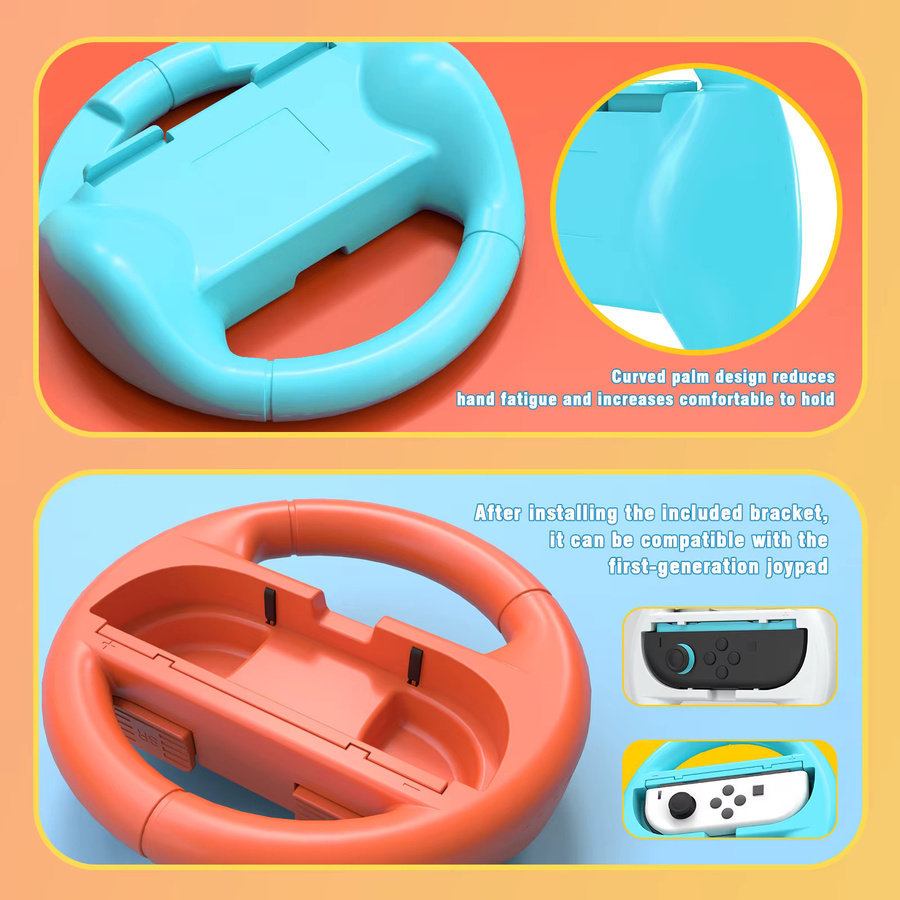 Karbeen Racing Lenkrad Set für Switch2 JoyCon-2 Gamepads, 2 Stück Controller Halterung für NS2 JoyCon2 in Orange und Blau - Bild 2