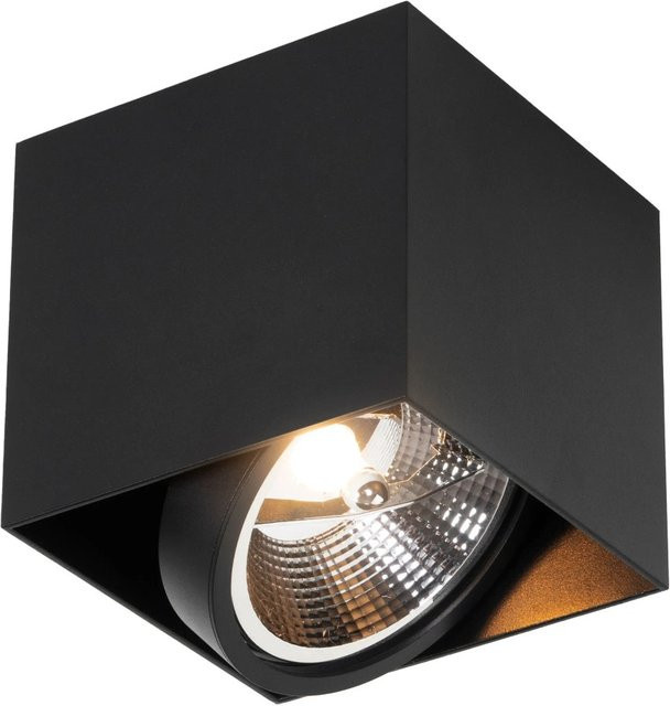 QAZQA Design-Spot Schwarzes Quadrat AR111 Box aus Aluminium, dimmbar, Schwarz - Bild 1