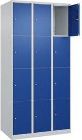 C+P Schließfachschrank Classic PLUS mit 3 Abteilen, Farbe Lichtgrau und Enzianblau, B/T/H: 90 x 50 x 185 cm - Bild 1