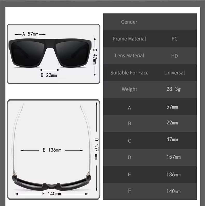 ZXWLYXGX Sportsonnenbrille, Vollrand, Square, Kunststoff, Schwarz, Unisex - Bild 3