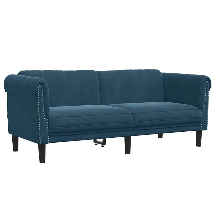vidaXL 2-Sitzer Sofa in Blau aus Samt mit Massivholzrahmen und Armlehnen im modernen Design - Bild 2