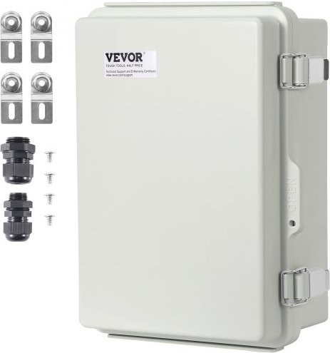 VEVOR Elektrischer Anschlusskasten für den Außenbereich aus ABS-Kunststoff mit Klappdeckel und Edelstahlriegel, IP67, B/T/H: 300 x 200 x 180 mm - Bild 1