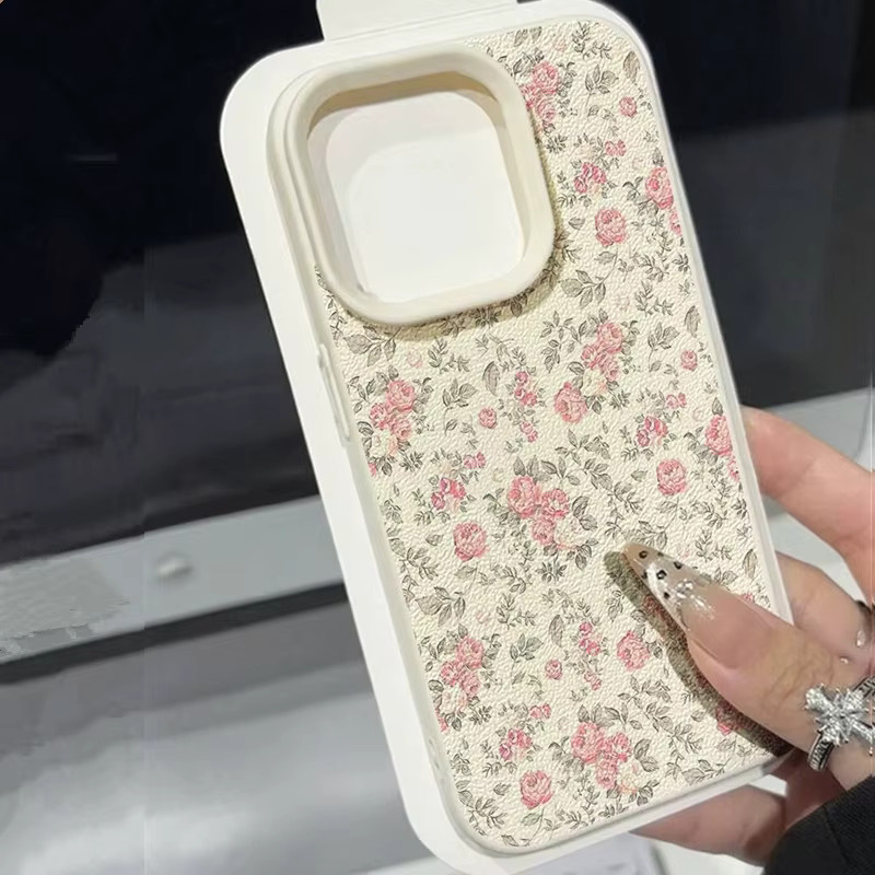 Weisse Handyhülle mit Blumenmuster für Apple iPhone 11 bis 17 Pro Max aus weichem TPU - Bild 2