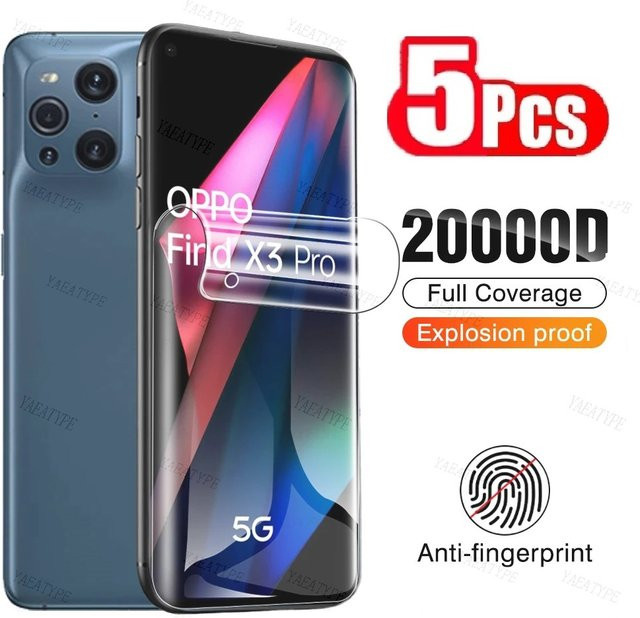 5er Pack Hydrogel Display Schutzfolie für OPPO A1 A58 A78 A96 A97 Reno 7A 9A 4G 5G Find X5 Lite, transparent - Bild 1