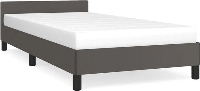 vidaXL Bettgestell mit Kopfteil in Grau aus Kunstleder, B/T/H: 80 x 200 x 103 cm - Bild 1